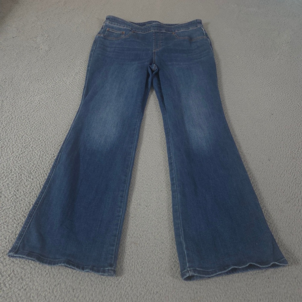 Chico's Jeans Womens 12R Blue Pull On Slim Boot Denim Lycra Stretch Comfort